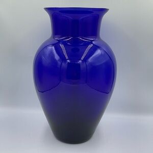 Vintage Crisa Cobalt Blue Large 13" Mexican Hand Blown Glass Vase